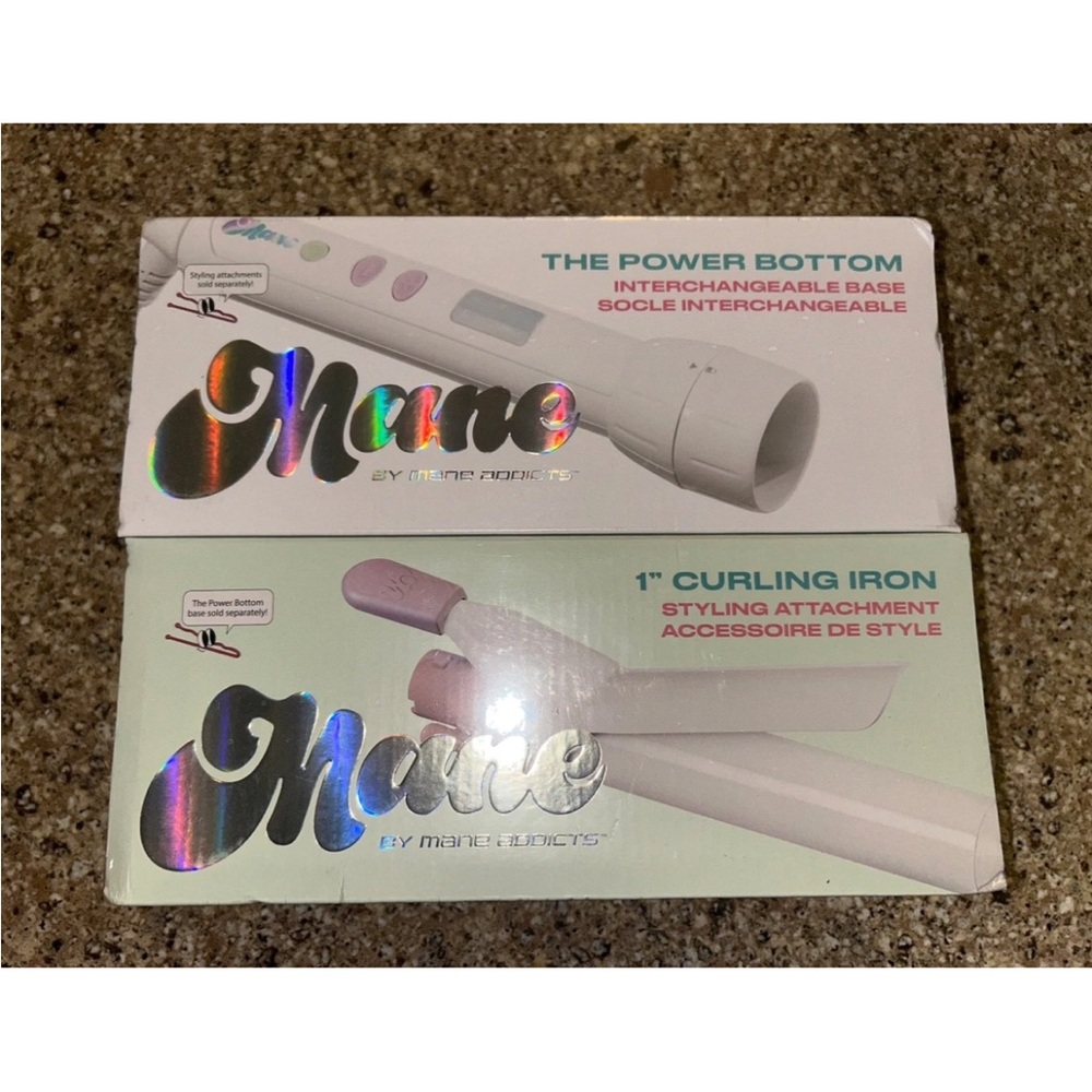 NEW! MANE by Mane Addicts 1" Curling Iron & The Power Bottom Set